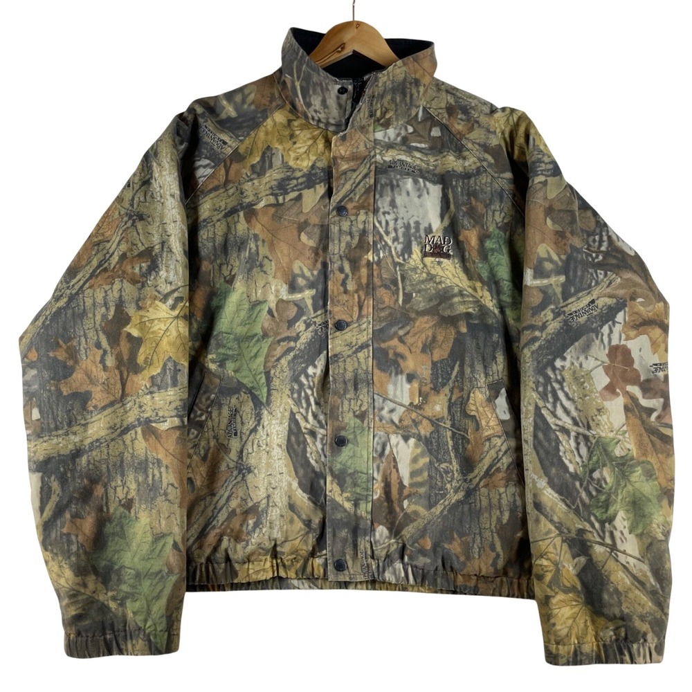 Mad Dog Gear Stearns Advantage Timber Camo Hunting Jacket L Vtg 1995 Heavyweight